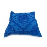 Jaipuri Embroidery Work Design Cotton Cushion Covers in Blue Color Size 17x17 Inch